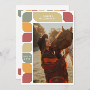 Faire-part Cadre rouge géométrique rétro Photo 2022 Graduatio