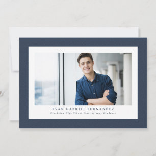Faire-part Cadre simple en tweed marine pour photo de remise