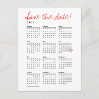 Calendrier 2014 Enregistrer la date Carte postale