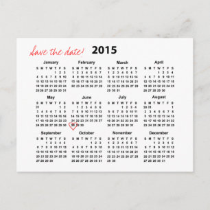 Faire-part Calendrier 2015 Enregistrer la date Carte postale