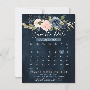 Faire-part Calendrier bleu bleu bleu rose marine Enregistrer