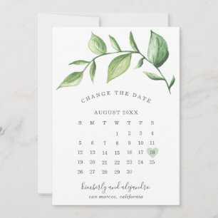Faire-part Calendrier Élégant et Rustique avec Changement de