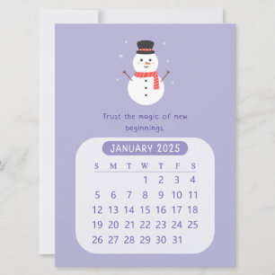 Faire-part Calendrier mensuel kawaii motivant de janvier 2025