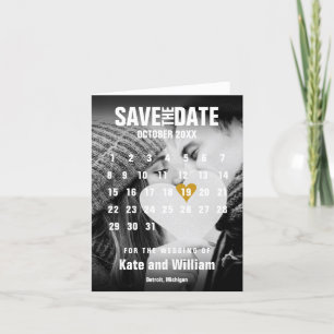 Faire-part Calendrier photo Modern Gold Heart Enregistrer la
