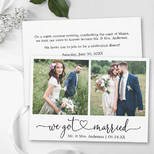 Faire-part Calligraphie Cœur 2 Photo Mariage Après-Fête