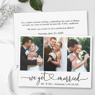 Faire-part Calligraphie Cœur 3 Photo Mariage Après-Fête