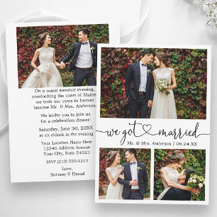 Faire-part Calligraphie Cœur 4 Photo Mariage Après-Fête