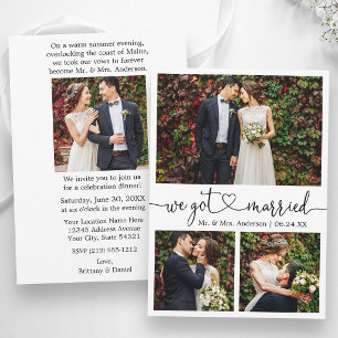 Faire-part Calligraphie Cœur 4 Photos Mariage Après-Fête