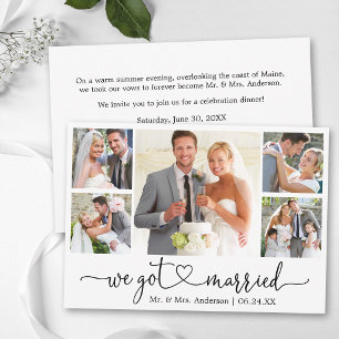 Faire-part Calligraphie Cœur 5 Photo Mariage Après-Fête