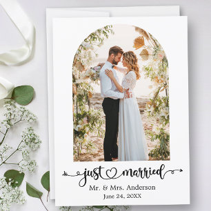 Faire-part Calligraphie Coeur Juste Marié Mariage Arc