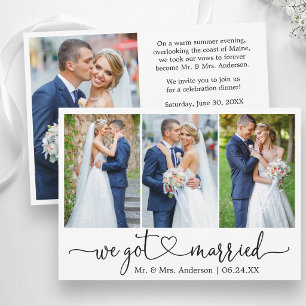 Faire-part Calligraphie Cœur Mariage Après-Fête 4 Photos