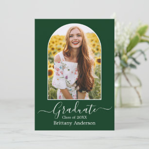 Faire-part Calligraphie d'arc moderne Photo Green Graduation