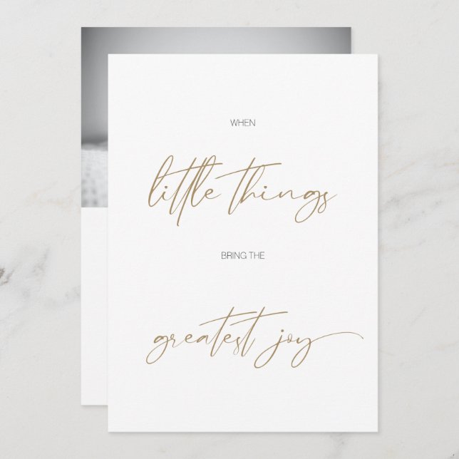 Faire-part Calligraphie minimaliste moderne photo Naissance d (Devant / Derrière)