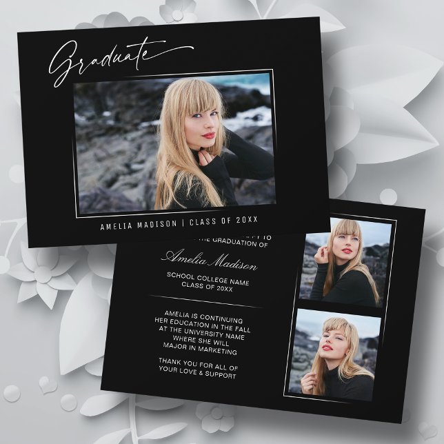 Faire-part Calligraphie moderne Élégante Encre Script 3 Photo (Créateur téléchargé)