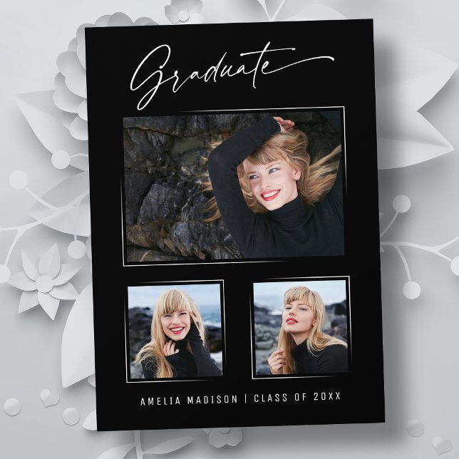 Faire-part Calligraphie moderne Encre Script 3 Diplôme photo (Créateur téléchargé)