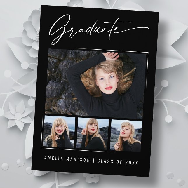 Faire-part Calligraphie moderne Encre Script 4 Diplôme photo (Créateur téléchargé)