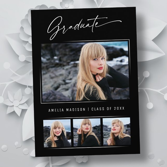 Faire-part Calligraphie moderne Encre Script 4 Diplôme photo (Créateur téléchargé)