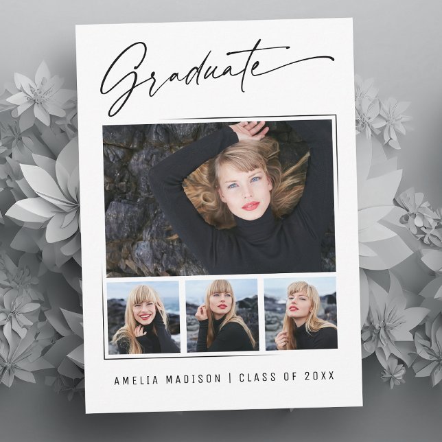 Faire-part Calligraphie moderne Encre Script 4 Photo Gradué (Créateur téléchargé)