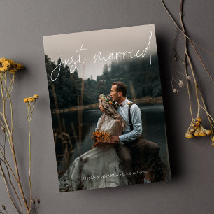 Faire-part Calligraphie moderne Juste Marié Photo Elopement