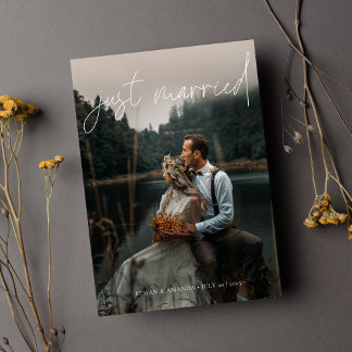 Faire-part Calligraphie moderne Juste Marié Photo Elopement