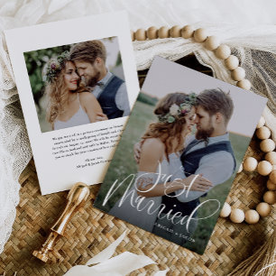 Faire-part Calligraphie moderne Juste Marié Photo Mariage