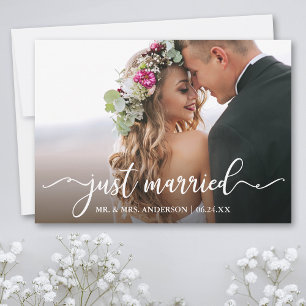 Faire-part Calligraphie moderne Juste Marié Photo Mariage