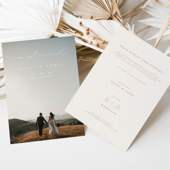 Faire-part Calligraphie moderne Nous avons épousé Mariage pho (Créateur téléchargé)