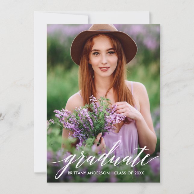 Faire-part Calligraphie moderne Script Diplômé photo (Devant)