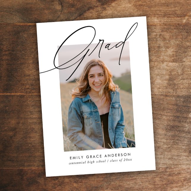 Faire-part Calligraphie simple et tendance Trois diplômes pho (Créateur téléchargé)