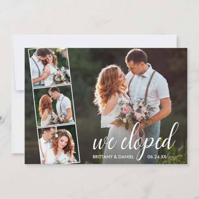Faire-part Calligraphy We Eloped 4 Mariage photo (Devant)