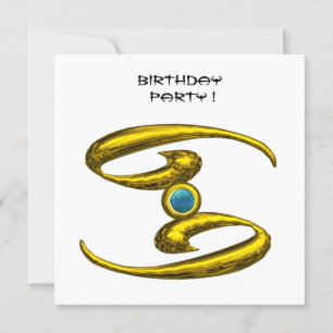 FAIRE-PART CANCER D'OR ZODIAC ANNIVERSAIRE JEWEL BLEU OPALE,