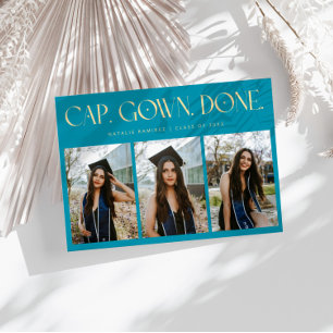 Faire-part Cap. Robe. Terminé. Multi Photo Bleu Aqua Remise d