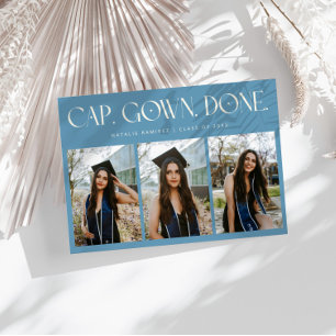Faire-part Cap. Robe. Terminé. Multi Photo Denim Bleu Diplômé