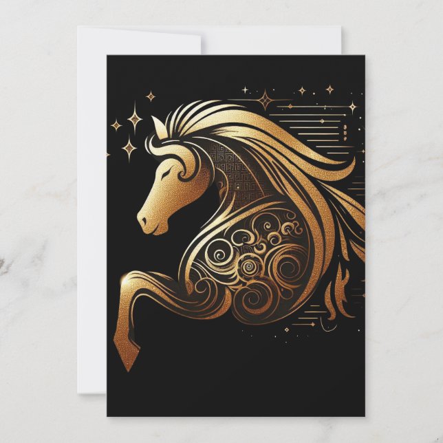 Faire-part Capricorne Zodiaque Cheval en Or Astrologie (Devant)