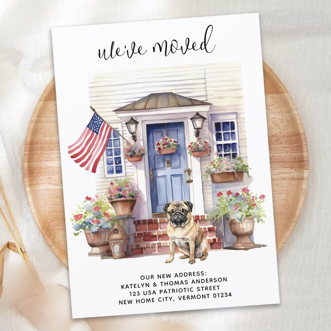 Faire-part Carlin Chien Patriotique Personnalisé Animaux de C (Créateur téléchargé)