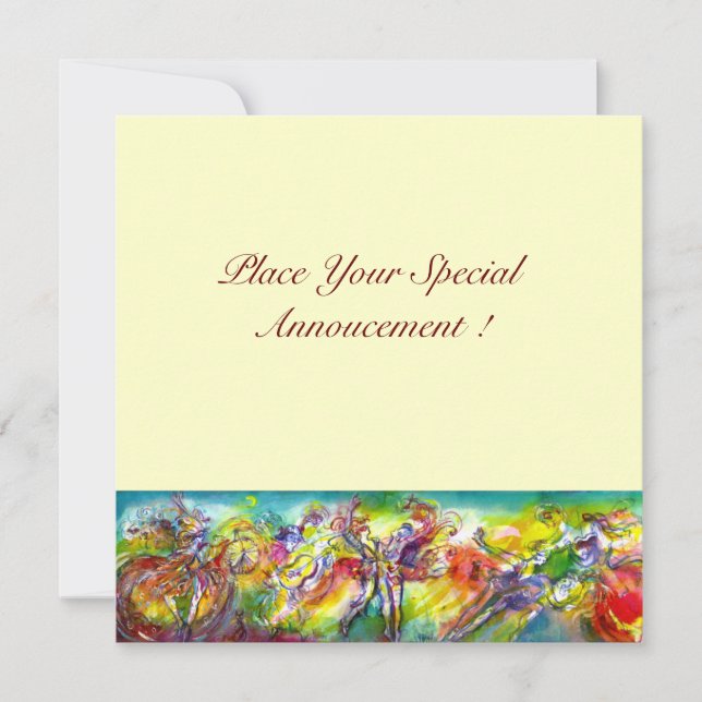 Faire-part CARNAVAL ITALIEN Masquerade bal, danse et musique (Devant)