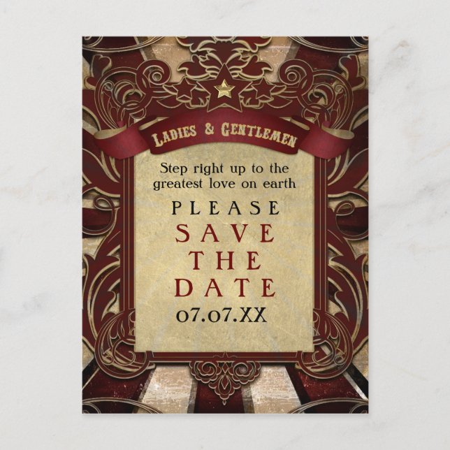 Faire-part Carnaval Vintage Élégant Carte Postale Enregistrer (Devant)