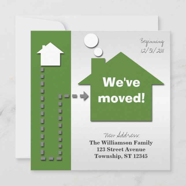 Faire-part Carré moderne Gras Green Moving Annonces (Devant)