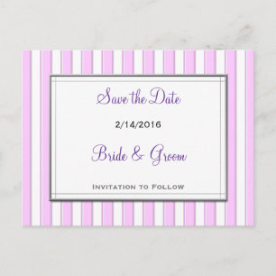 Faire-part Carte postale à rayures roses Enregistrez la date