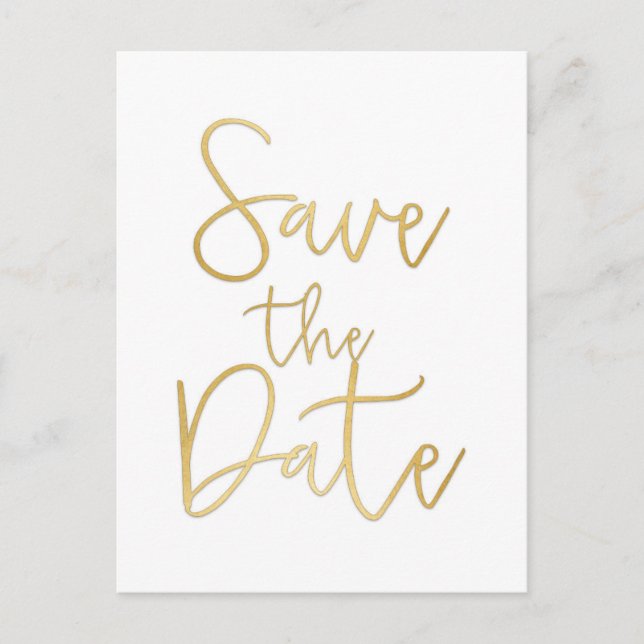 Faire-part Carte postale à texte moderne 'SAVE THE DATE' blan (Devant)