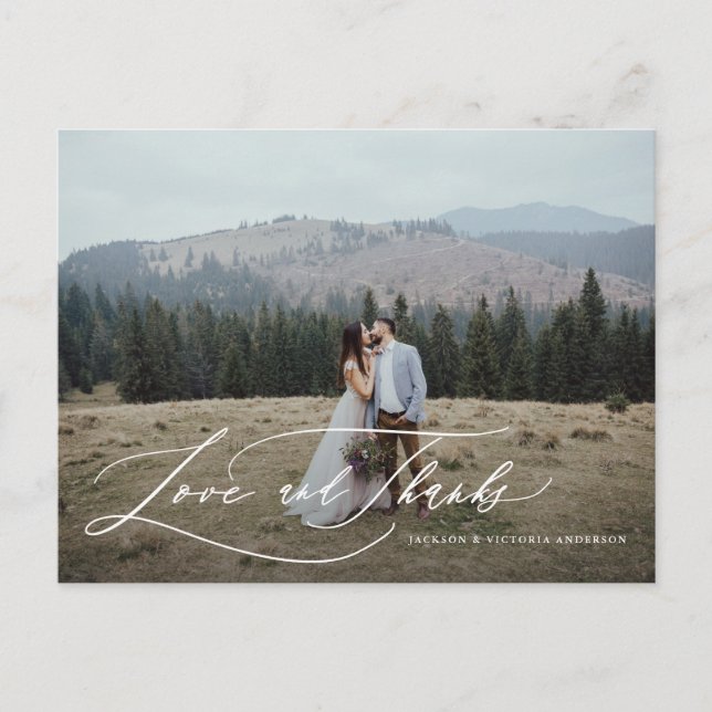 Faire-part Carte postale Amour et Merci (Devant)