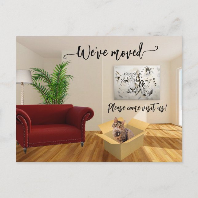 Faire-part Carte postale Amoureux des chats Nouvelle maison M (Devant)