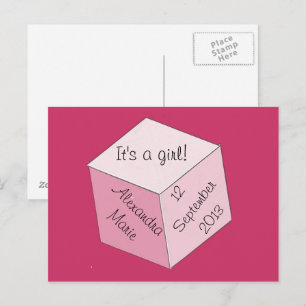 Faire-part Carte postale - Annonce de naissance d'une fille