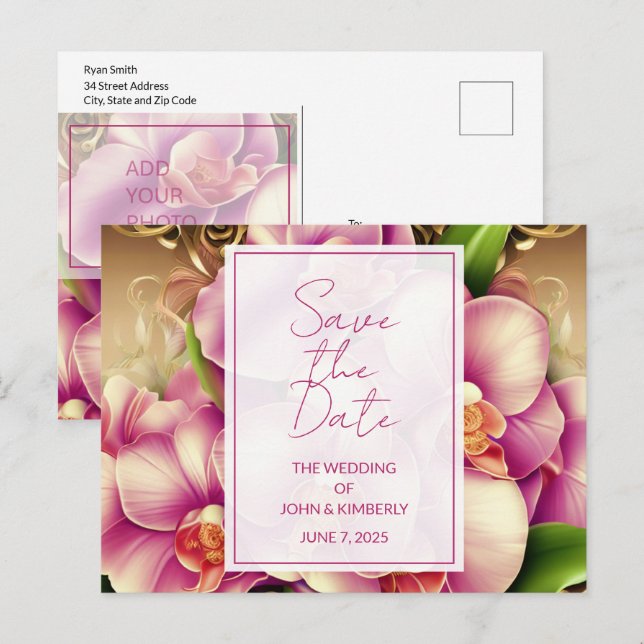 Faire-part carte postale avec QR code pour photo d (Devant / Derrière)