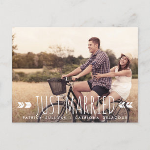 Faire-part Carte postale Aztec Typography Just Married