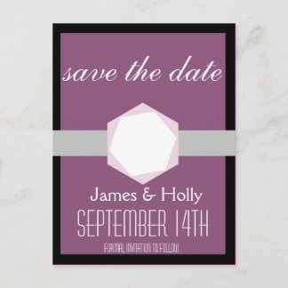 Faire-part Carte postale 'Black and Orchid Save the Date'