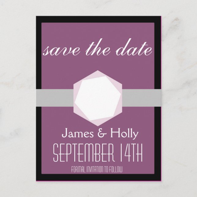 Faire-part Carte postale 'Black and Orchid Save the Date' (Devant)