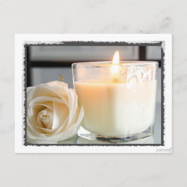 Faire-part Carte postale Bougie et Rose (Devant)
