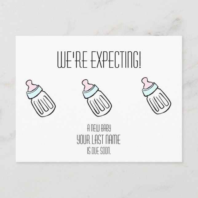 Faire-part Carte postale Bouteille pour bébé (Devant)
