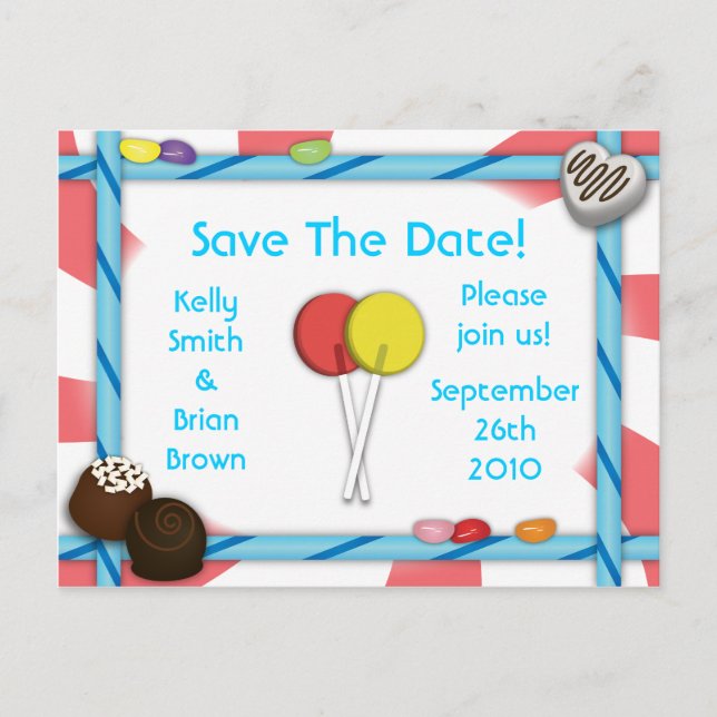 Faire-part Carte postale Candy Save-The-Date (Devant)